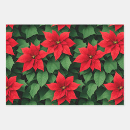 Poinsettia, Holly, Kerstspeelgoed Kerstmis Achterg Inpakpapier Vel