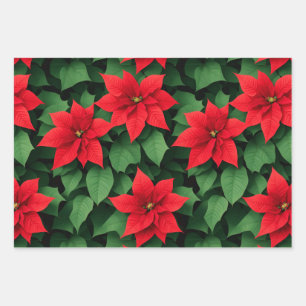 Poinsettia, Holly, Kerstspeelgoed Kerstmis Achterg Inpakpapier Vel