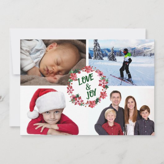 Poinsettia Holly Modèle photo de couronne de Noël (Devant)