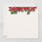 Poinsettia Holly Pine Kerstbruiloft Bedankkaart (Achterkant)
