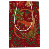 Poinsettia, Initial S Letter Reindeer Medium Gift Cadeauzakje (Voorkant)