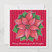 Poinsettia Joy Red Stripes Kaart (Achterkant)