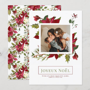 Poinsettia Joyeux Noël Elegant-kerstkaart Kaart