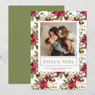 Poinsettia Joyeux Noël Elegant-kerstkaart Kaart