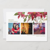 Poinsettia Joyeux Noël Elégante carte de Noël (Devant)