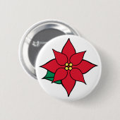 Poinsettia Kerst Button (Voorkant /achterkant)