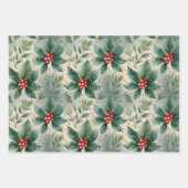 Poinsettia Kerst Flat Sheets Gift Wraps Inpakpapier Vel (Voorkant 3)