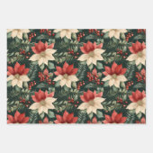 Poinsettia Kerst Flat Sheets Gift Wraps Inpakpapier Vel (Voorkant 2)
