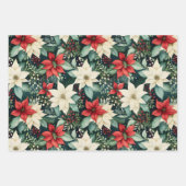 Poinsettia Kerst Flat Sheets Gift Wraps Inpakpapier Vel (Voorkant)
