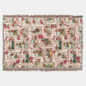 Poinsettia Kerst Kaart Collage Deken (Voorkant)