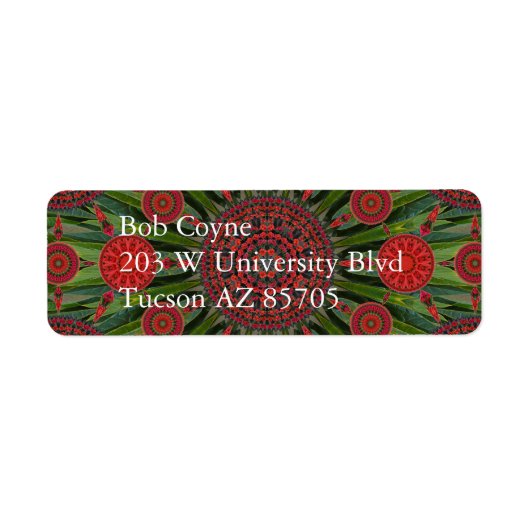 Poinsettia Kerst Mandala Array Mailing Label (Voorkant)
