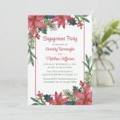 Poinsettia Kerst Rood Bloemen Verloving Onderdeel Kaart (Staand voorkant)