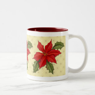 Poinsettia kerst tweekleurige koffiemok