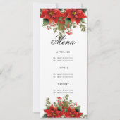Poinsettia Kerst Uitnodigen Programma & Menu (Achterkant)