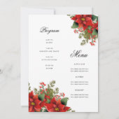Poinsettia Kerst Uitnodigen Programma & Menu (Achterkant)
