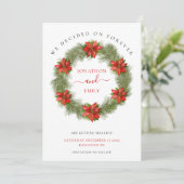 Poinsettia kerstbruiloft redt de datum save the date (Staand voorkant)