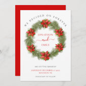Poinsettia kerstbruiloft redt de datum save the date (Voorkant / Achterkant)