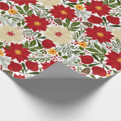 Poinsettia KerstFloral Cadeaupapier (Hoek)