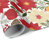 Poinsettia KerstFloral Cadeaupapier (Rol Hoek)