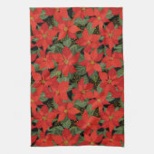 Poinsettia KerstFloral Theedoek (Verticaal)