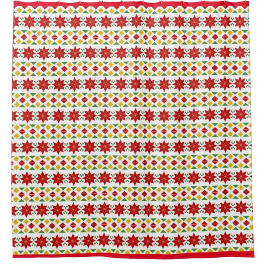 Poinsettia kerstgordijn douchegordijn (Voorkant)