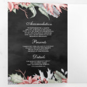 Poinsettia kerstkaarscode QR Code Black Weddenscha Drieluik Uitnodiging (Binnenzijde eerst)