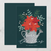 Poinsettia kerstkaart aankondiging (Voorkant / Achterkant)