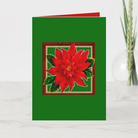 Poinsettia Kerstkaart Feestdagen Kaart (Voorkant)