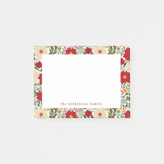 Poinsettia Kerstmis Floral Specialized Post its Post-it® Notes (Voorkant)