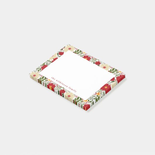 Poinsettia Kerstmis Floral Specialized Post its Post-it® Notes (Schuin)