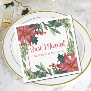 Poinsettia Kerstmis Winter Net Getrouwd Trouwen Servet