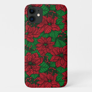 Poinsettia, kerstpatroon iPhone 11 hoesje