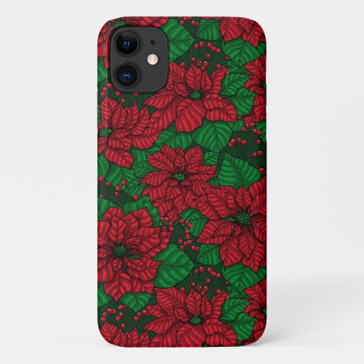 Poinsettia, kerstpatroon Case-Mate iPhone case (Achterkant)