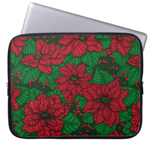 Poinsettia, kerstpatroon laptop sleeve