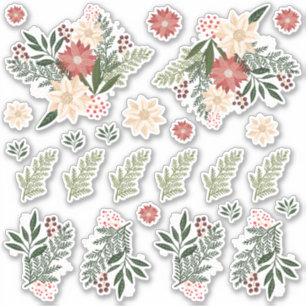 Poinsettia Kerstvakantie Contour Vinyl Sticker