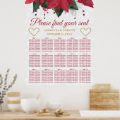 Poinsettia Kerstwinter Weddenschappen Poster (Keuken)