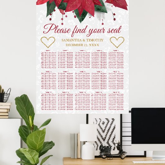 Poinsettia Kerstwinter Weddenschappen Poster (Thuiskantoor)