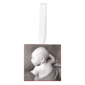 Poinsettia Knit Pattern Kubus Ornament (Voorkant)