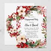 Poinsettia krans Kerstmis Verlovingsfeest Kaart (Voorkant / Achterkant)