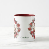 Poinsettia Krans Sinterklaas Kerstmis Mok (Midden)