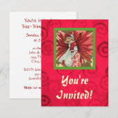 Poinsettia Lady Invitation Kaart (Voorkant / Achterkant)