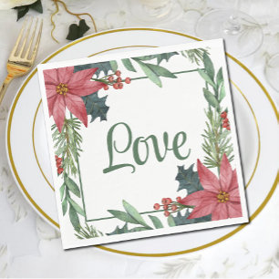 Poinsettia Liefde Rode Bloemen Kerstmis Bruiloft Servet