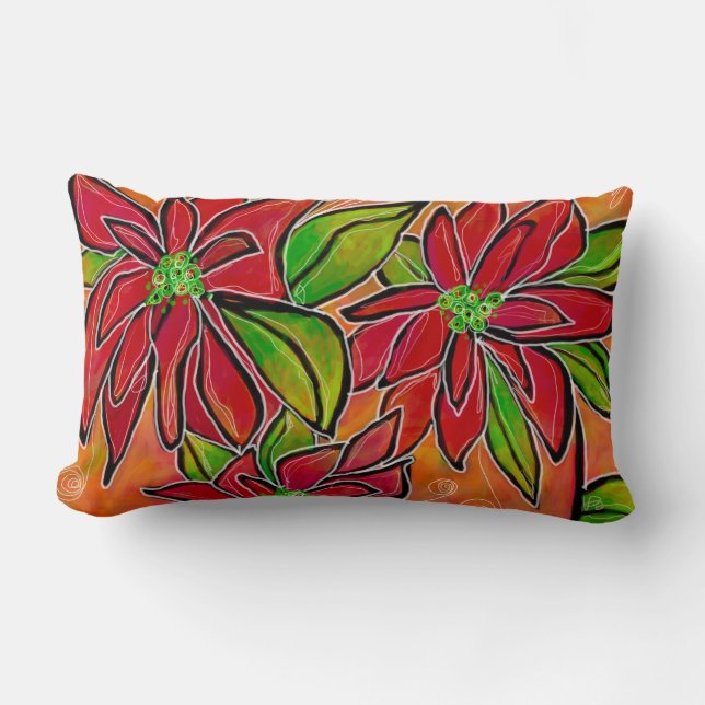 Poinsettia Lumbar Pillow Kussen (Voorkant)