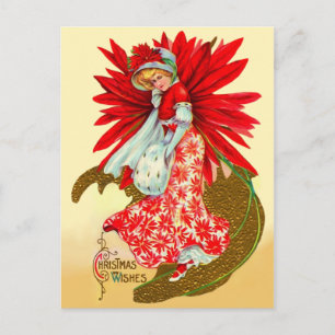 Poinsettia Meisje Briefkaart