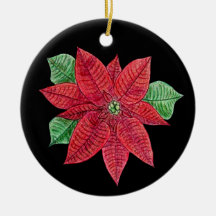 Poinsettia MEMORIAL Ornament/Black - Aanpassen!