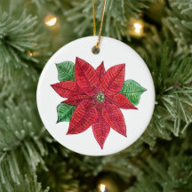 Poinsettia MEMORIAL Ornament/White - Pas het aan!