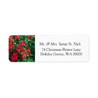 Poinsettia Merry Christmas Kaart Mail Labels