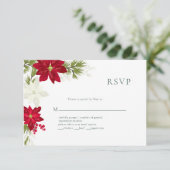 Poinsettia Moderne Mariage RSVP Card Gree (Debout devant)