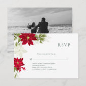 Poinsettia Moderne Mariage RSVP Card Gree (Devant / Derrière)