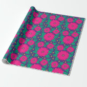 Poinsettia Neon Cadeaupapier (Uitgerold)